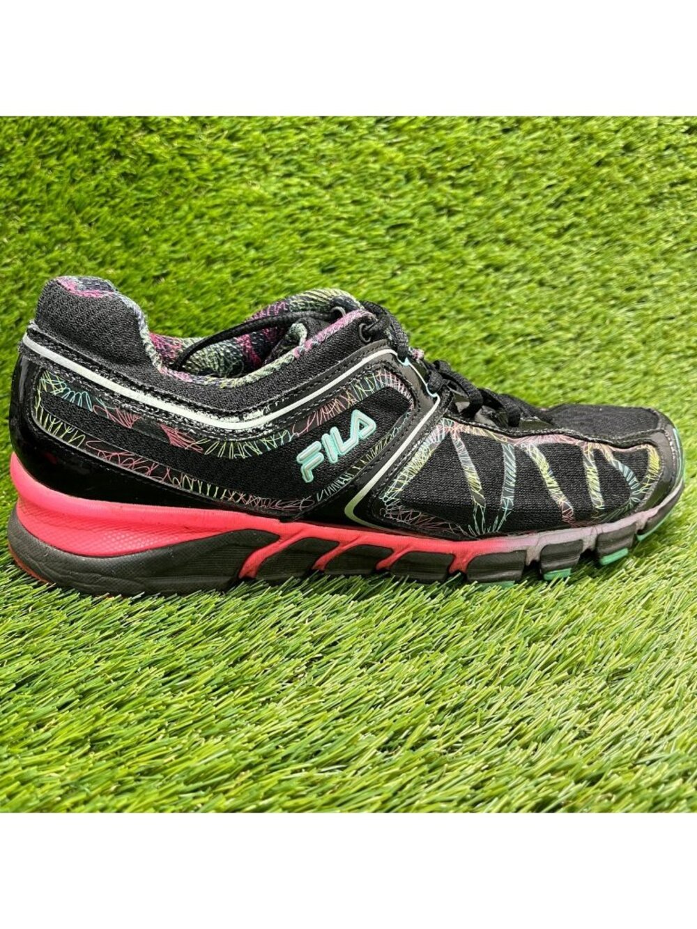 Fila Sprint EVO Womens Size 11 Black Pink Athletic Running Shoes Sneakers